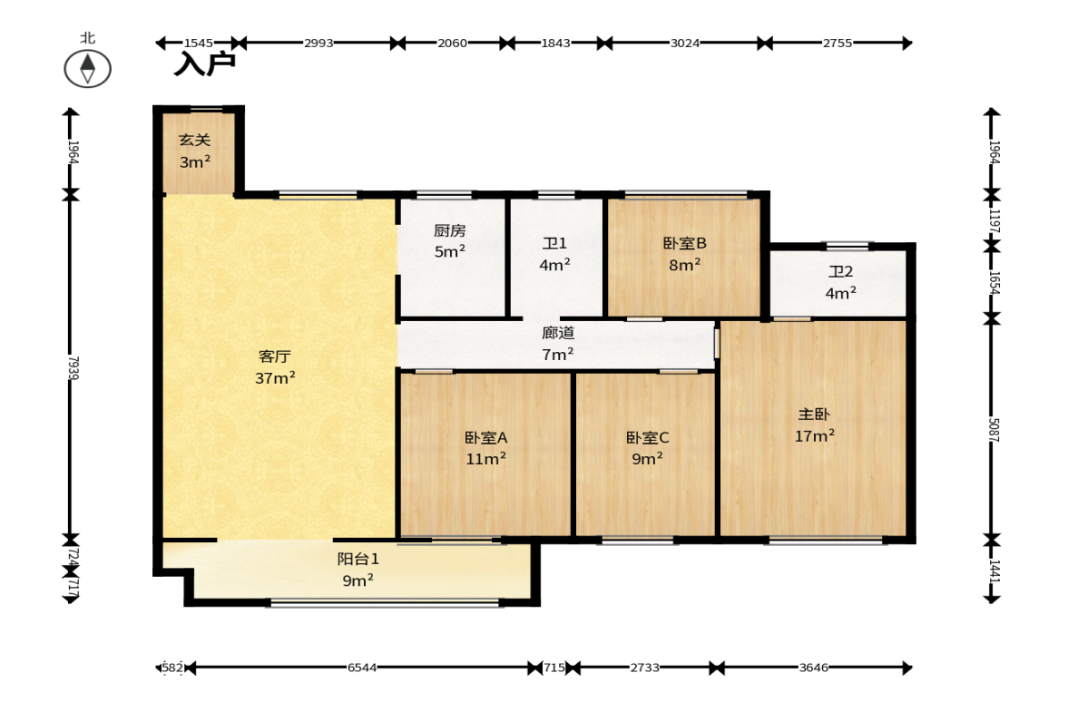 汉高学士府  4室2厅2卫    98.0万户型图