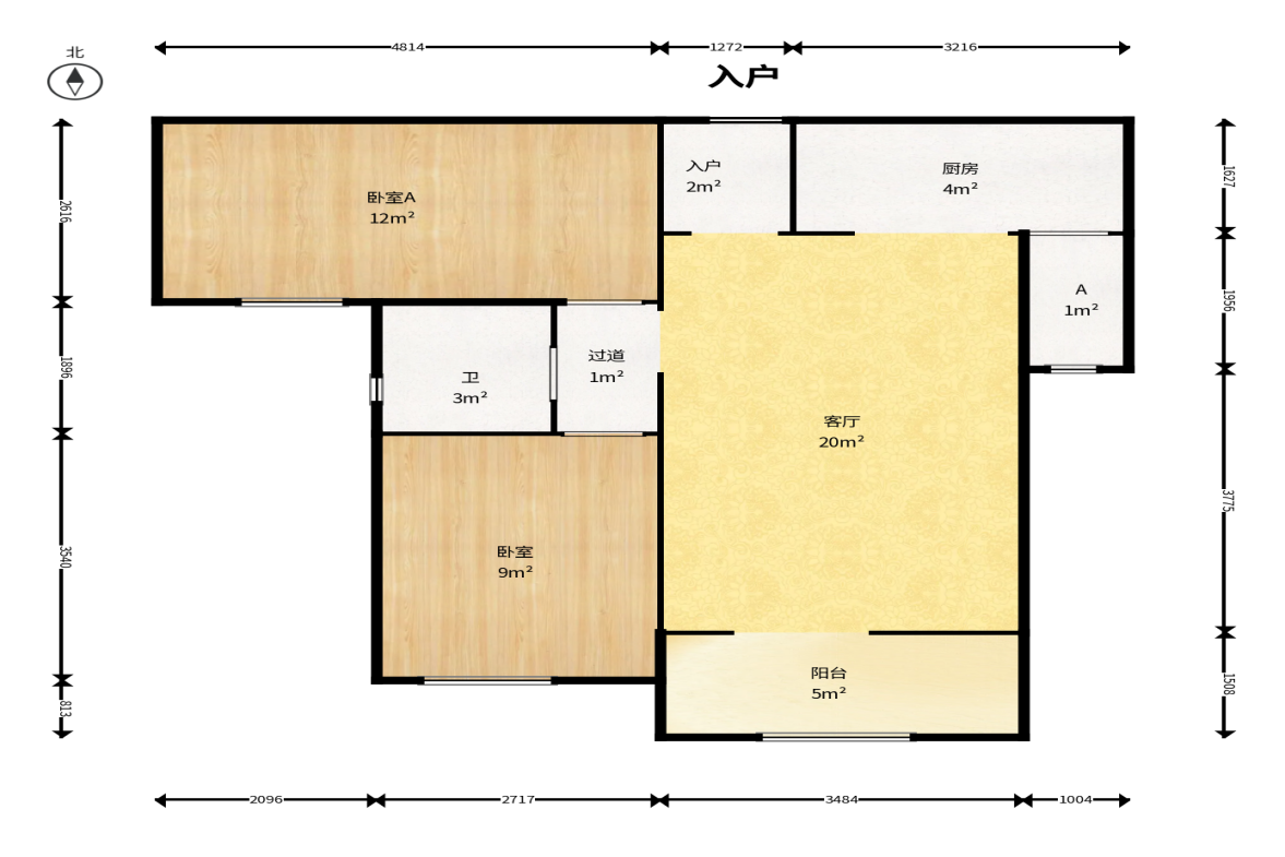 海伦春天  2室2厅1卫    39.8万户型图