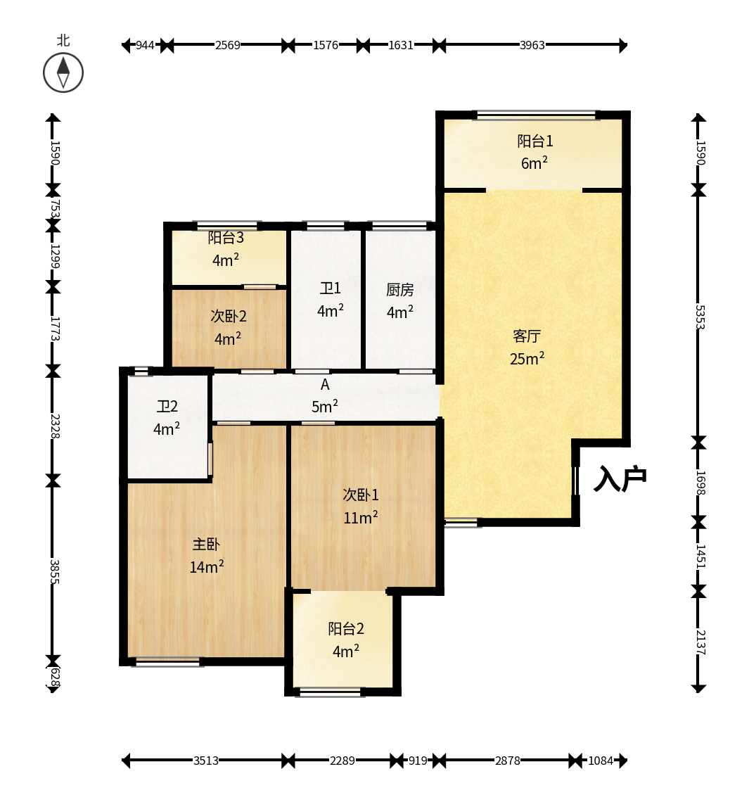 国泰九龙湾  3室2厅2卫    95.0万户型图