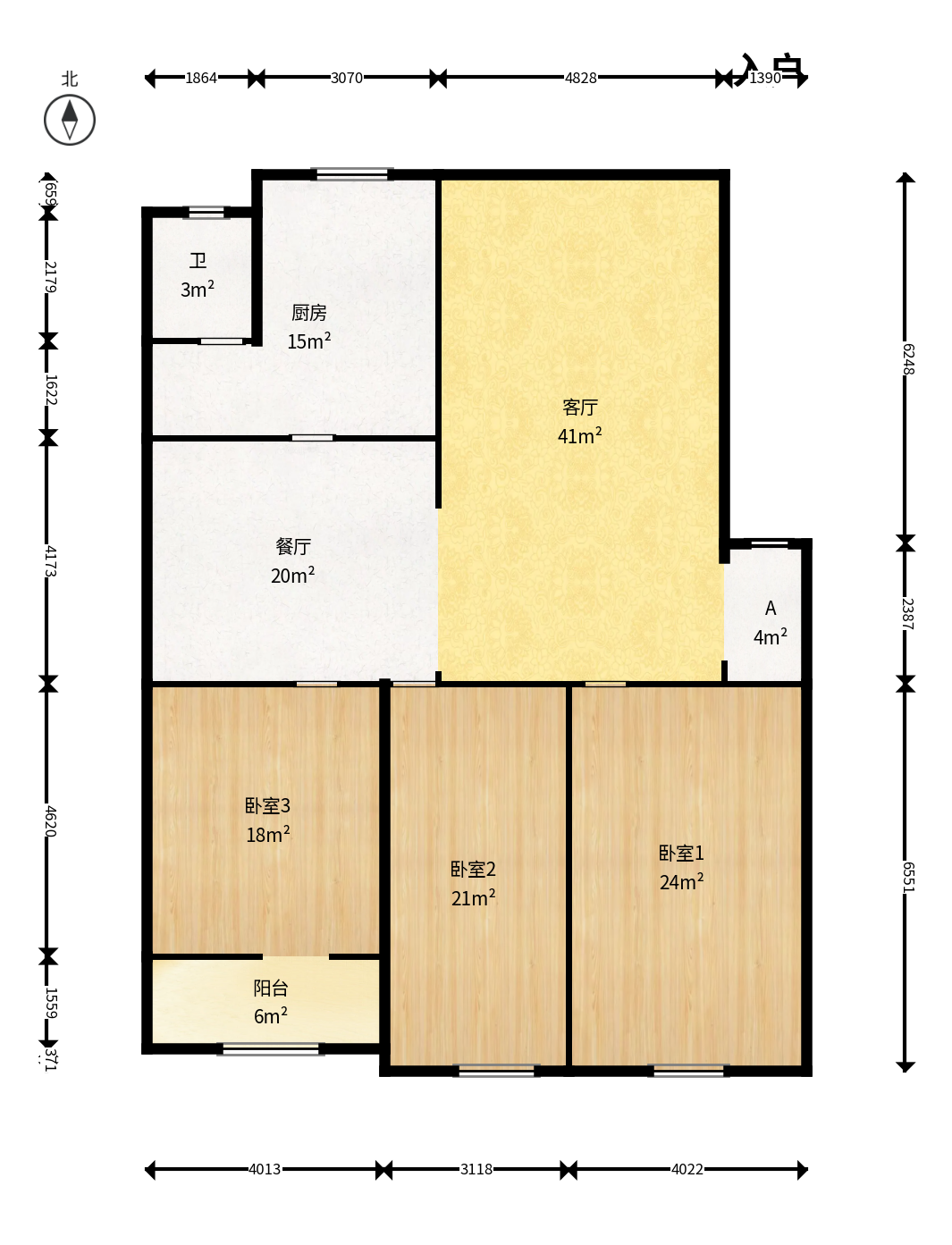 狮子山一片  3室2厅2卫    78.0万户型图