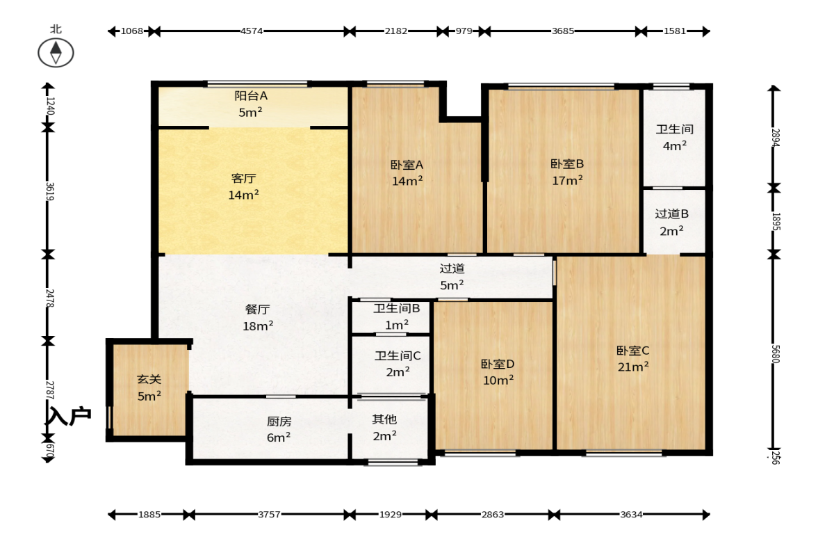 万博汇  4室2厅2卫    260.0万户型图