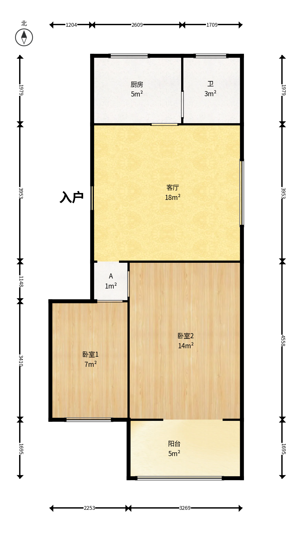 德政园  2室1厅1卫    45.0万户型图