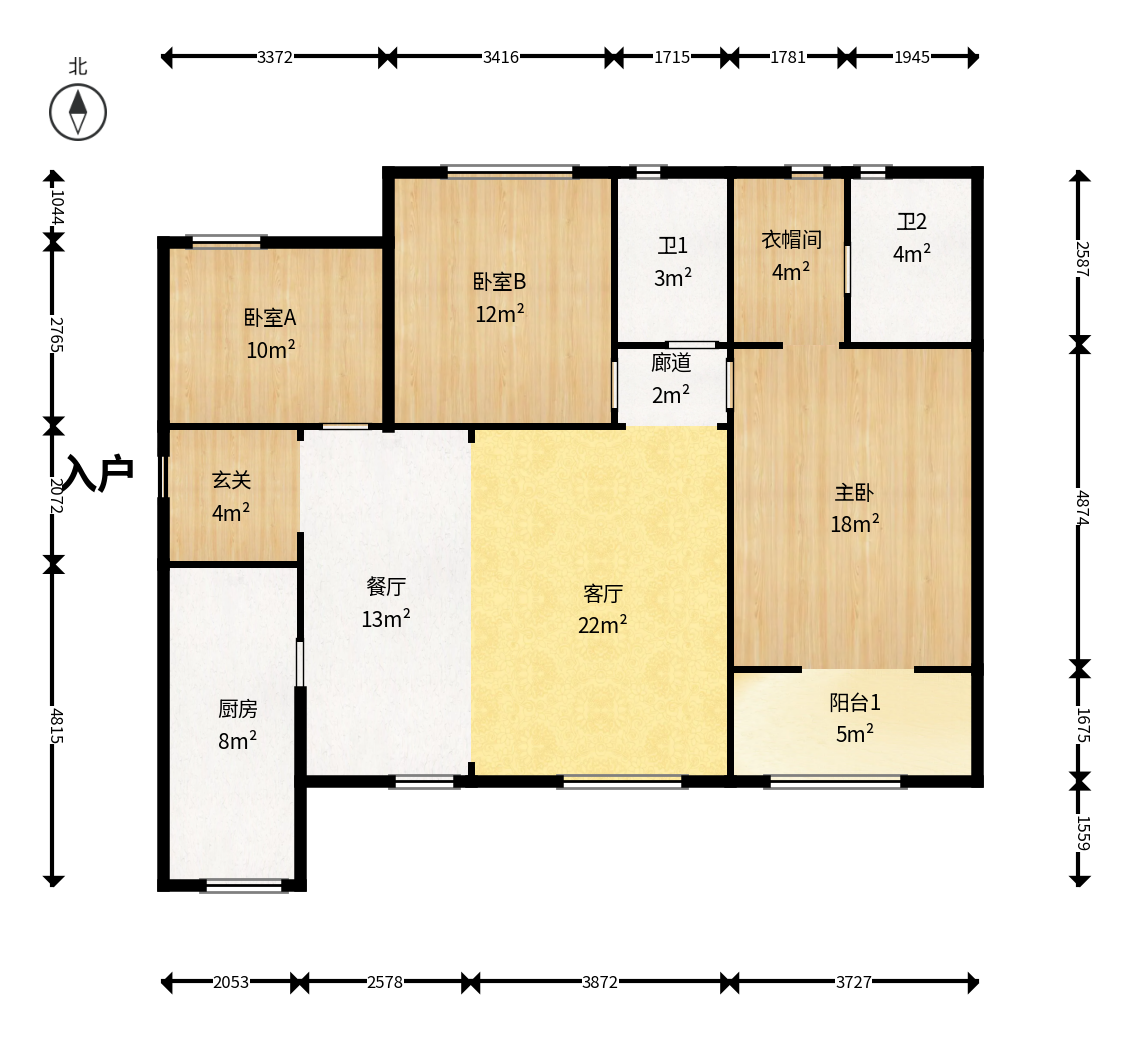 华润橡树湾 1室2厅2卫 93.8万 华润橡树湾 1室2厅2卫 93.8万户型图