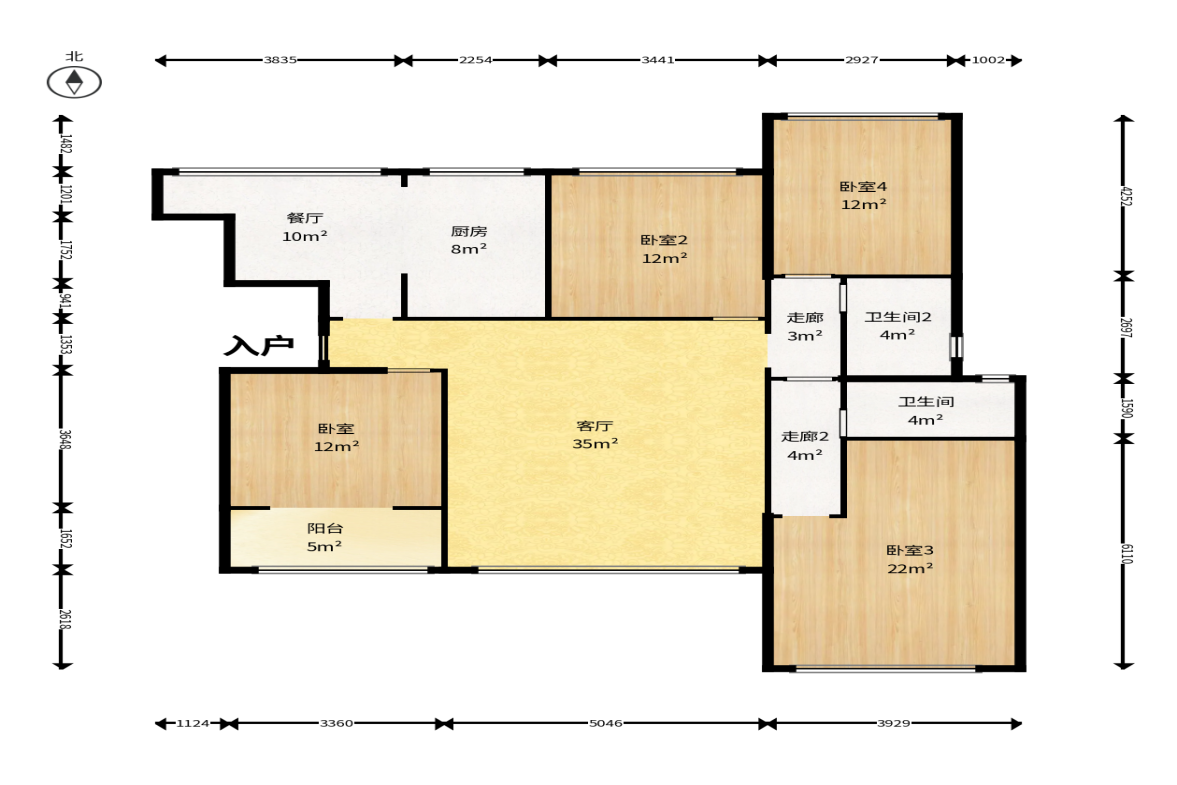 辉宏橄榄城  4室2厅2卫    105.0万户型图