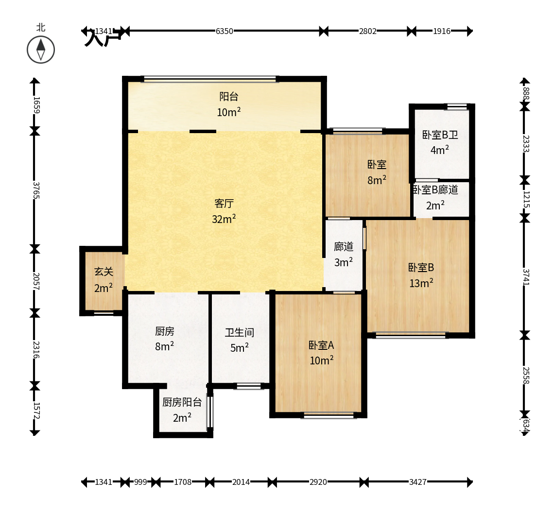 梦想滨江左岸  3室2厅2卫    73.0万户型图
