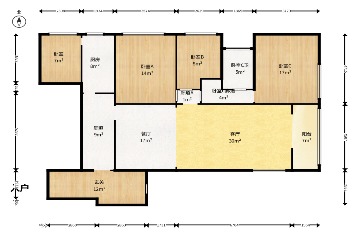 阳光100一期、四五期 4室2厅2卫 148.0万 阳光100一期、四五期 4室2厅2卫 148.0万户型图