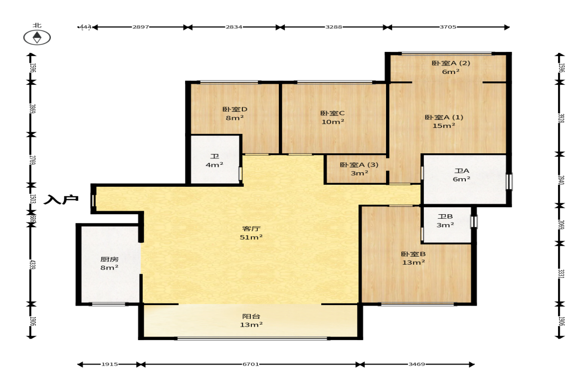梅溪湖金茂湾  4室2厅1卫    360.0万户型图