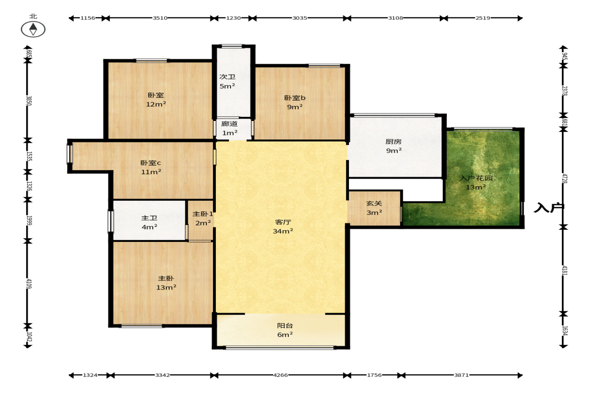 保利麓谷林语D区  4室2厅2卫    128.0万户型图