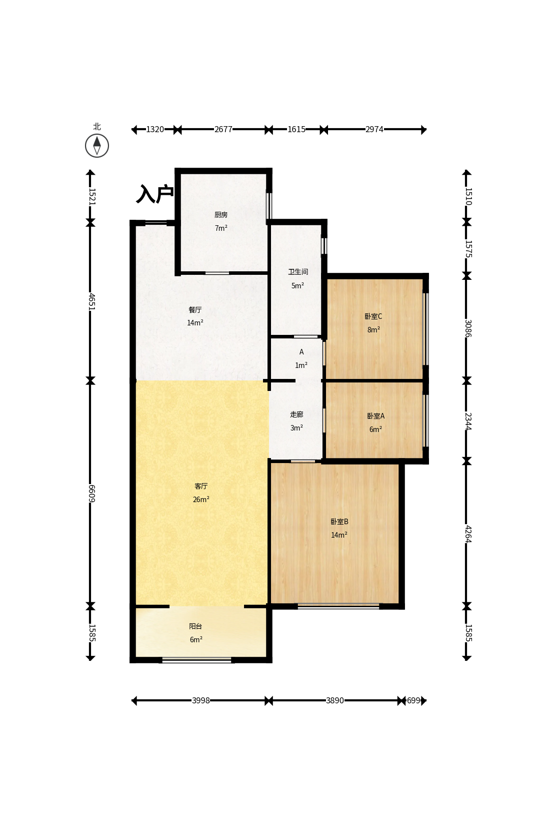鑫远悦城（鑫远悦时代）  3室2厅1卫    110.0万户型图