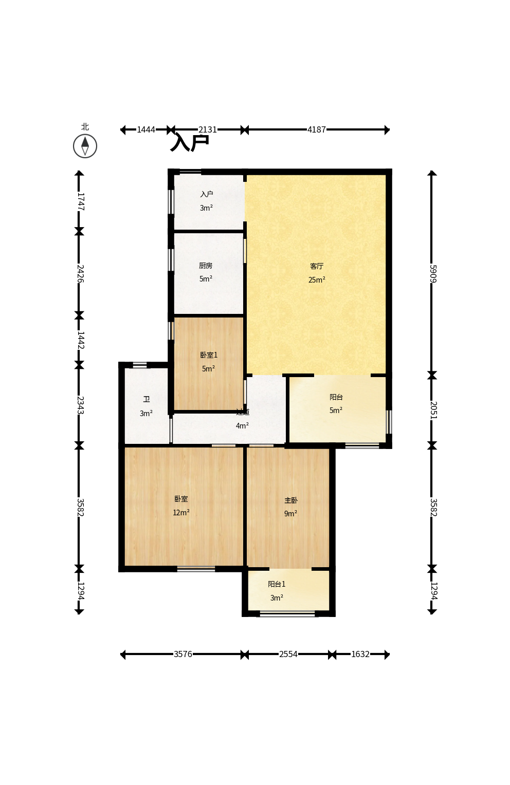 凯通国际城（凯通朝庭）  3室1厅1卫    86.0万户型图