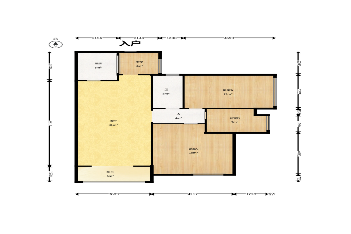 海洋半岛（月珑湾）  3室2厅1卫    87.0万户型图