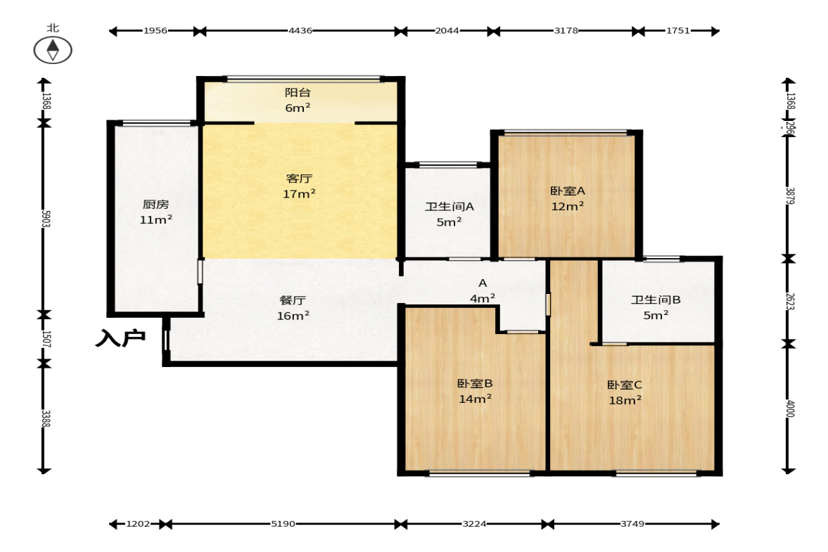 怡海星城  3室2厅2卫    72.0万户型图