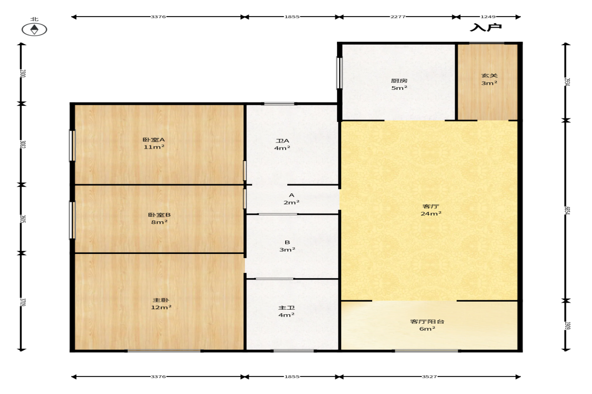 万科里金域国际  3室2厅2卫    158.0万户型图