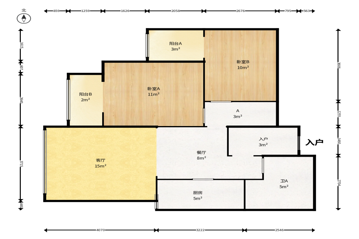 保利城（中航城国际社区、郡原美村）  1室1厅1卫    52.0万户型图