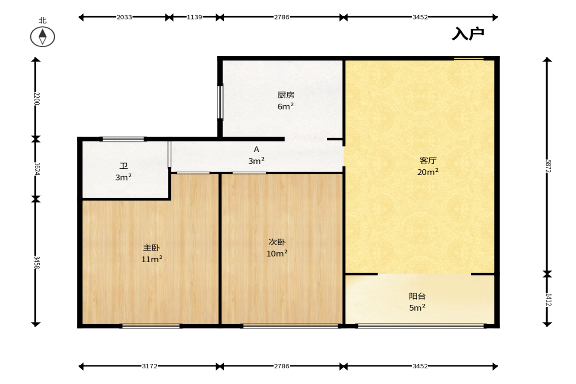 知微园  2室2厅1卫    35.0万户型图
