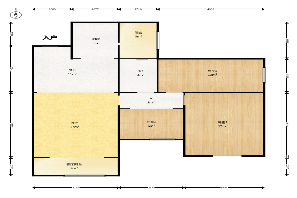 康斯丹郡（融程领秀佳园）  3室2厅1卫    71.8万户型图