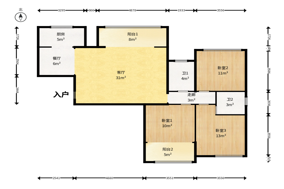 新盛珑璟台  3室2厅2卫    98.8万户型图