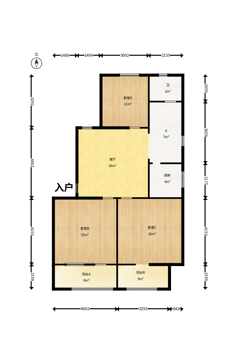 东风二村社区房  3室1厅1卫    72.0万户型图