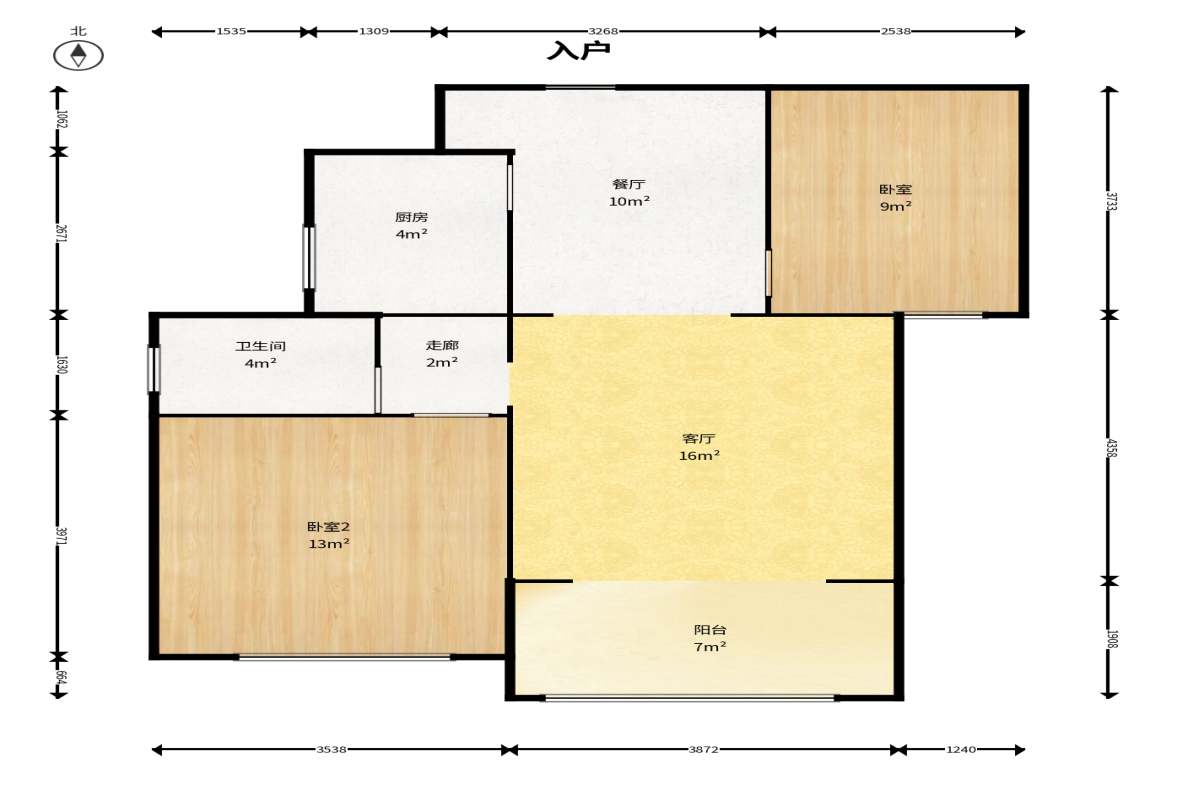爵世名邸东湖（东湖壹号企业总部基地）  2室2厅1卫    56.8万户型图