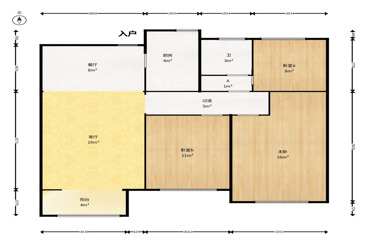 澳海月亮湾 3室2厅1卫 82.0万 澳海月亮湾 3室2厅1卫 82.0万户型图