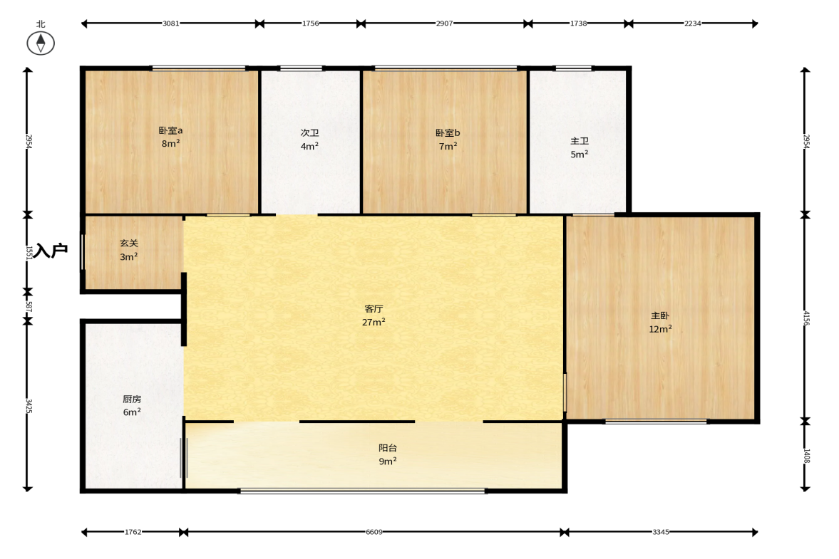 梅溪湖合能璞丽  3室2厅2卫    125.0万户型图