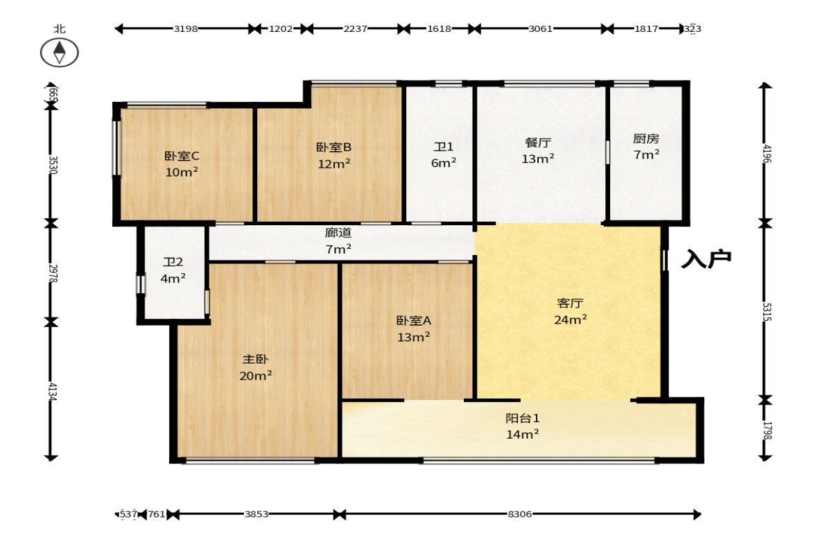 建投象山国际  4室2厅2卫    185.0万户型图