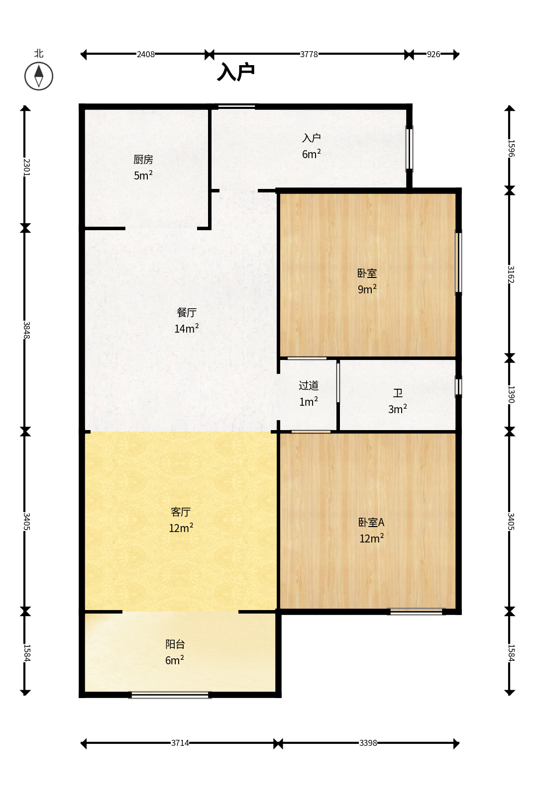 增辉凯旋帝景 2室2厅1卫 35.8万 增辉凯旋帝景 2室2厅1卫 35.8万户型图