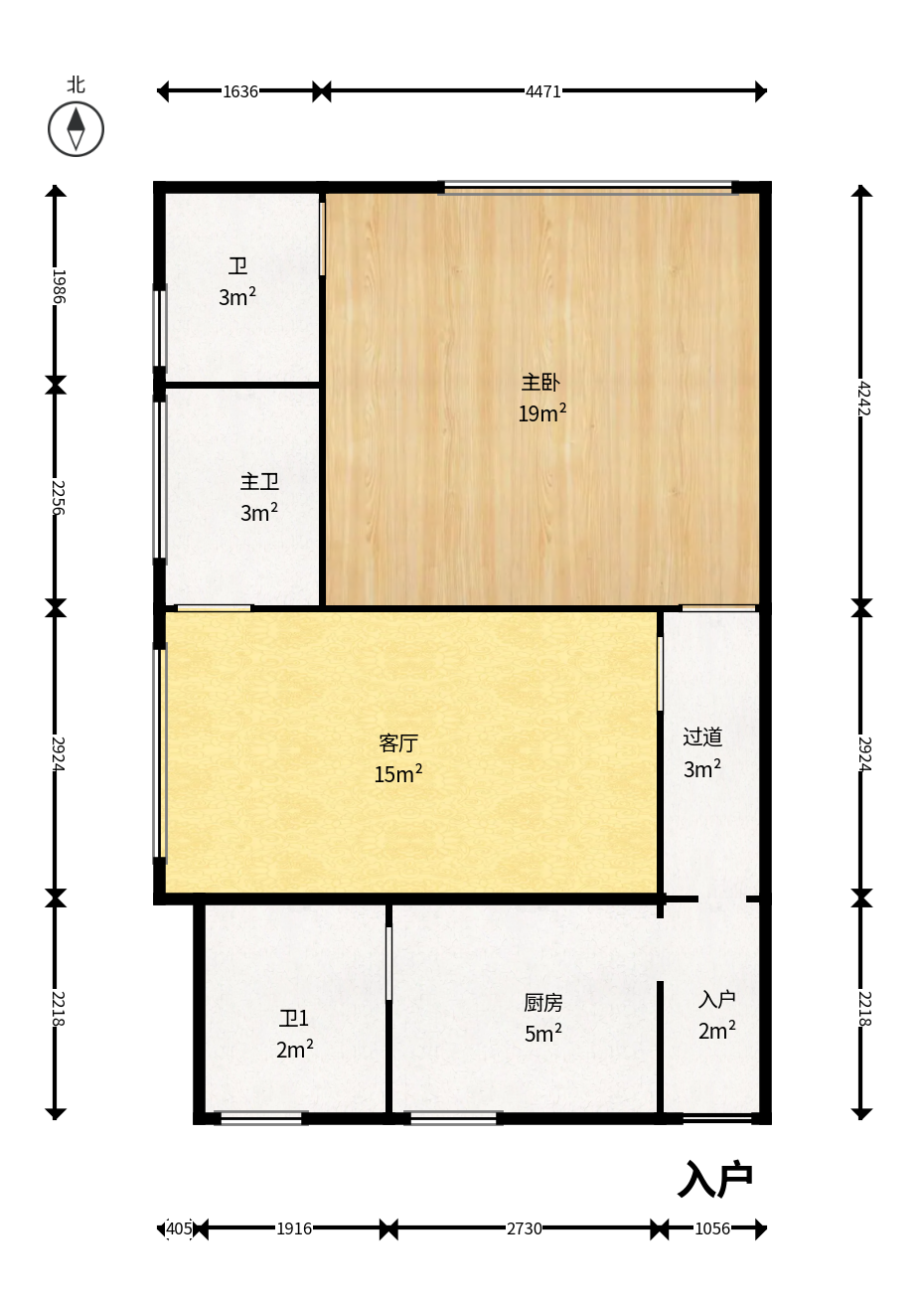 蚂蚁工房  2室0厅3卫    69.8万户型图
