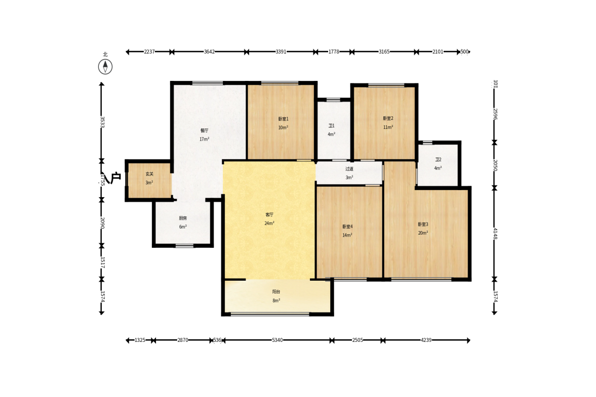 珠江东方明珠（新地东方明珠）三期  4室2厅2卫    120.0万户型图