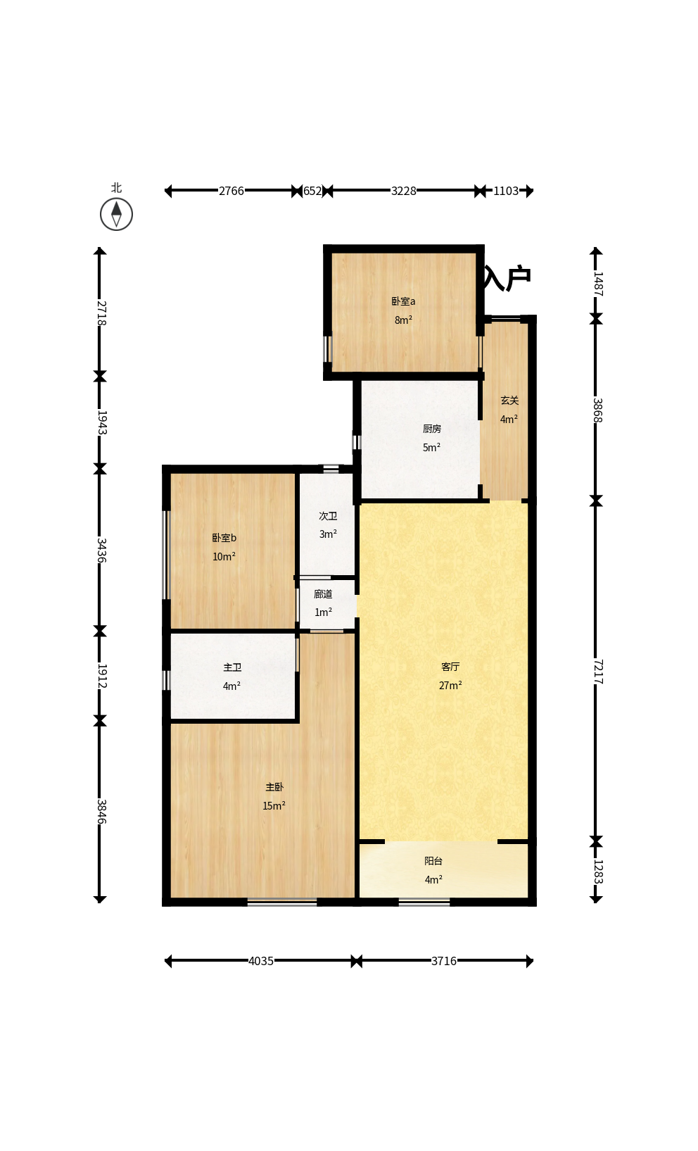 天元涉外景园B区  3室2厅2卫    88.8万户型图