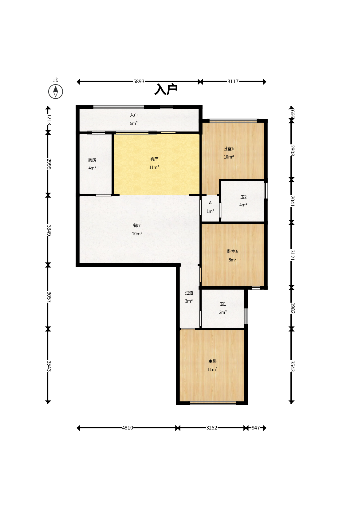 富基世纪公园  3室2厅2卫    65.0万户型图