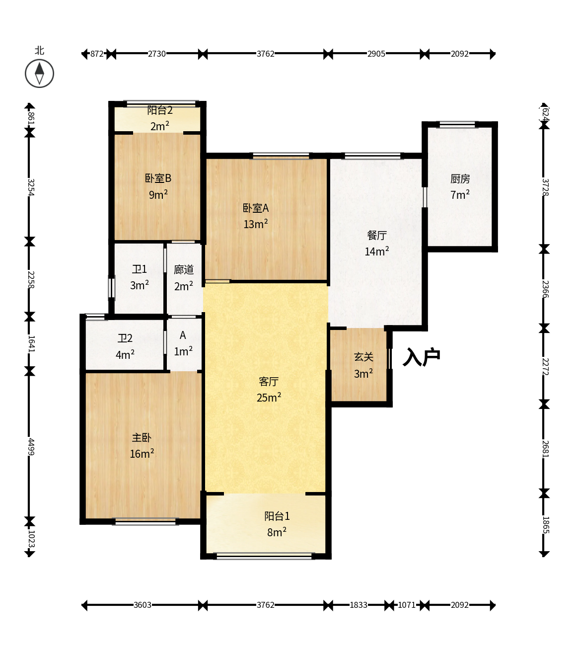 卓越麓山别墅（麓山峰境产权麓山花苑）  3室2厅2卫    70.88万户型图