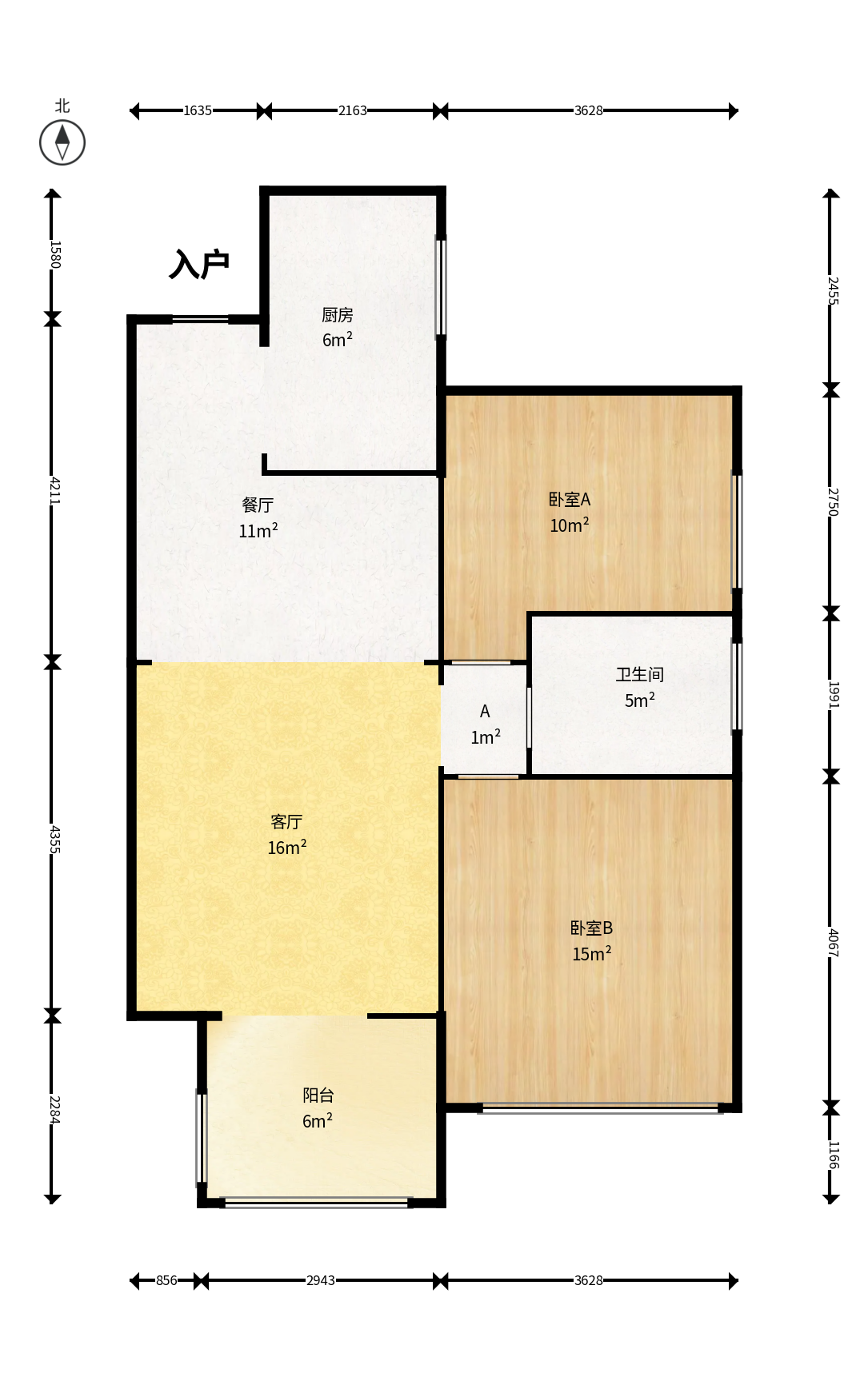 汇金城/嘉华城（二期、三期）  2室2厅1卫    88.0万户型图