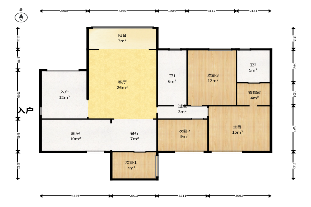 滨江君悦香邸  4室2厅2卫    140.0万户型图