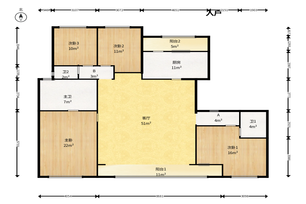 万科松湖天地  4室2厅3卫    245.0万户型图