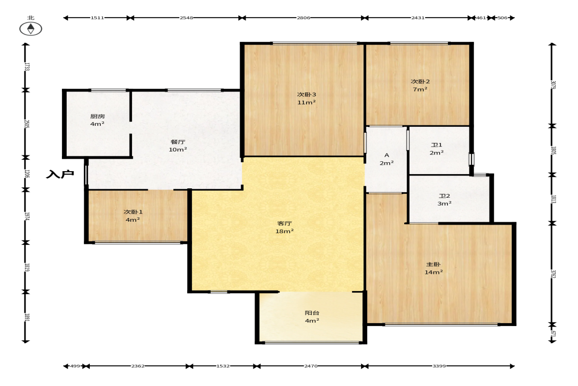 国泰九龙湾 4室2厅2卫 98.0万 国泰九龙湾 4室2厅2卫 98.0万户型图