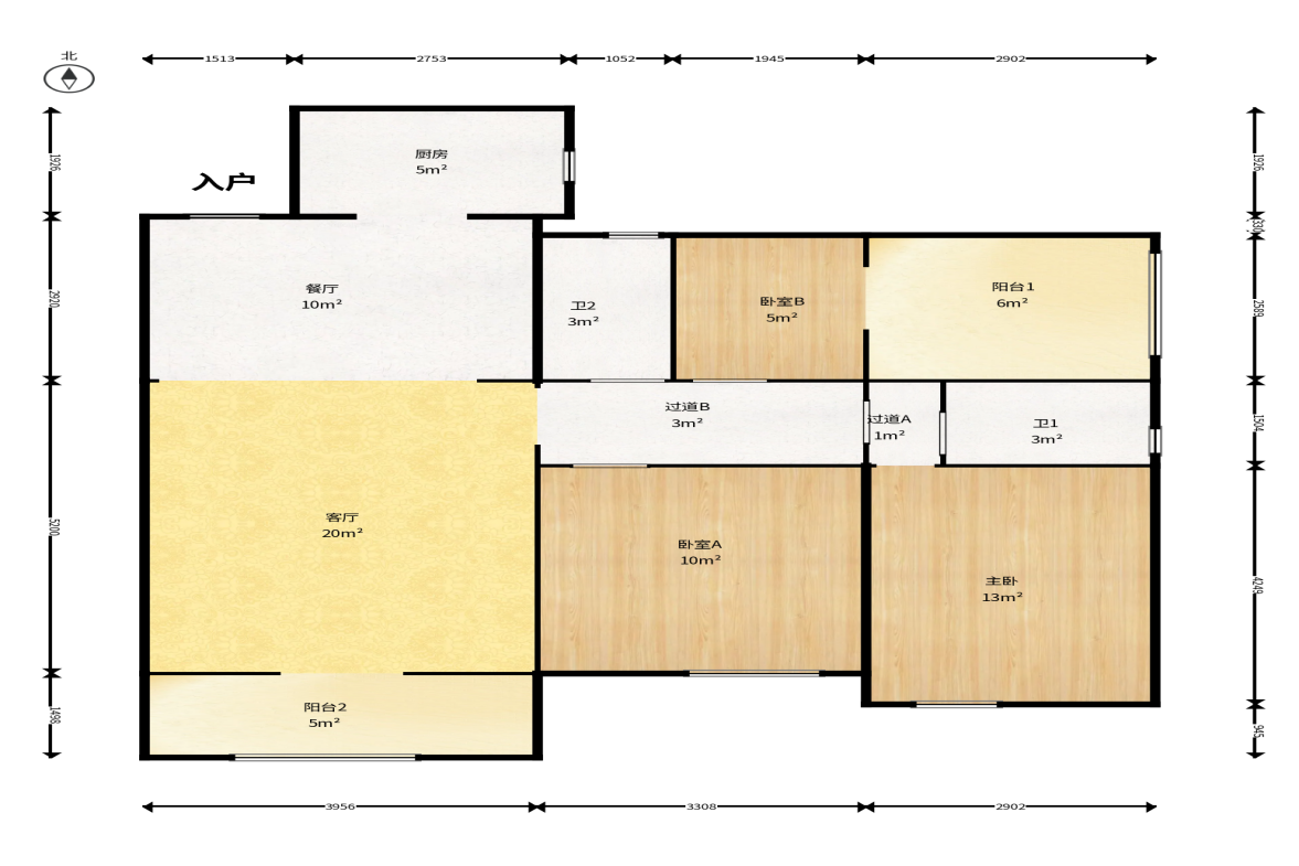 福晟钱隆国际（晟冉景苑）  3室2厅2卫    93.0万户型图