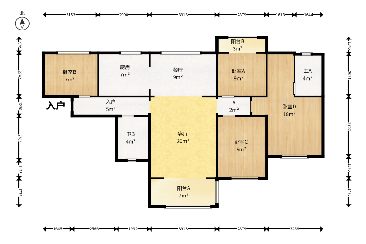 万科魅力之城天阔里  4室3厅2卫    138.0万户型图