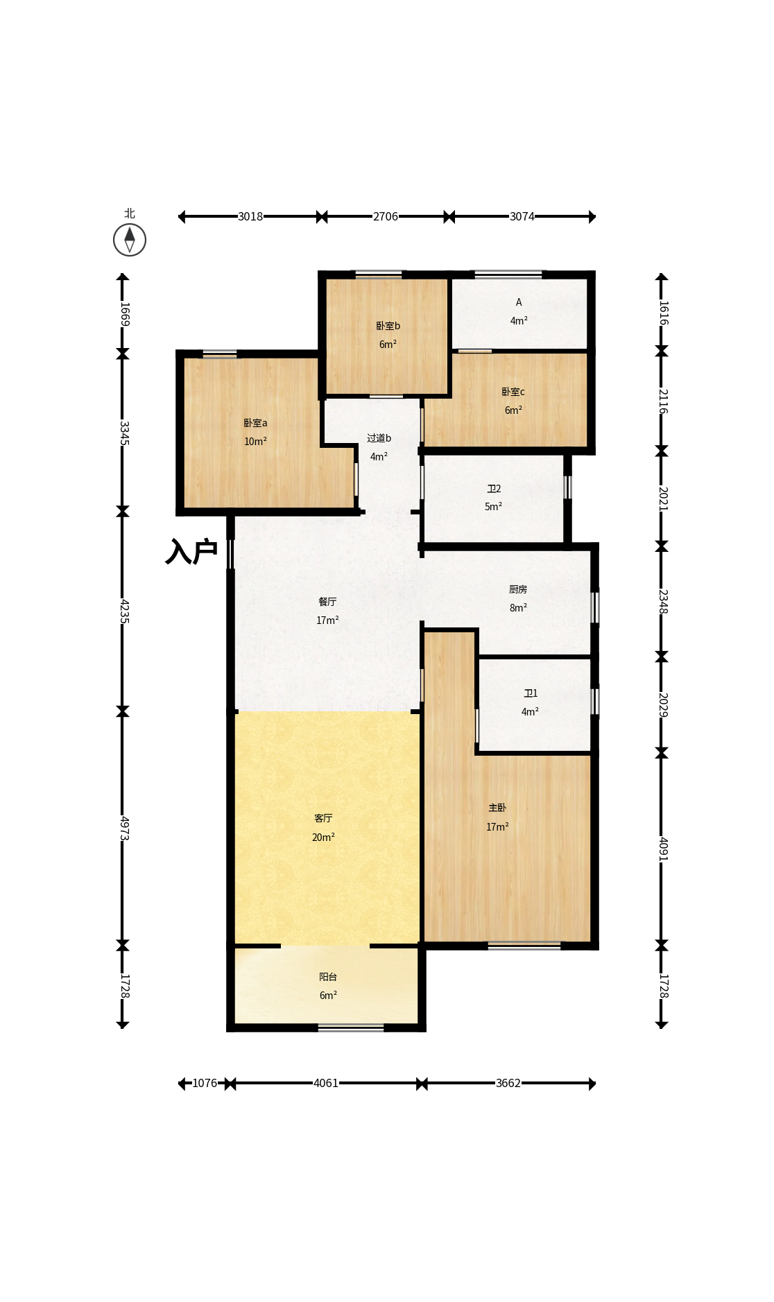 华润桃源里  4室2厅2卫    75.0万户型图