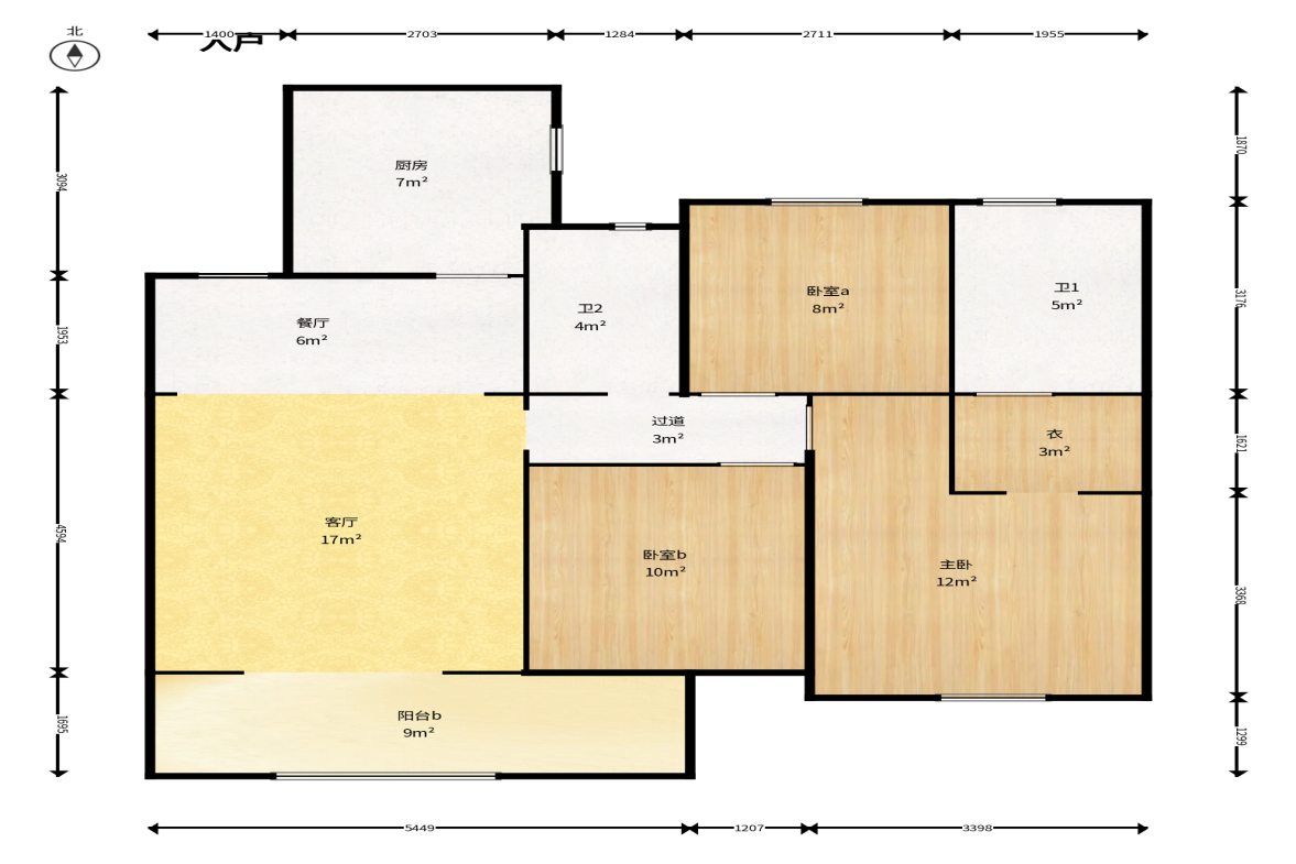 新城国际花都  3室2厅2卫    75.0万户型图