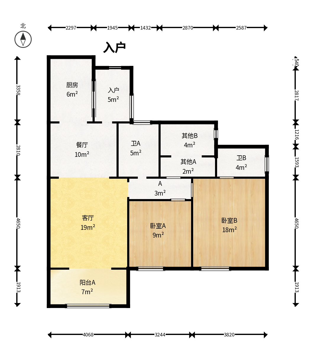 西湖鸿运佳苑  3室2厅2卫    68.0万户型图