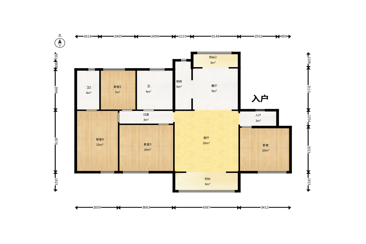 碧桂园荟隽棠  4室2厅2卫    118.0万户型图