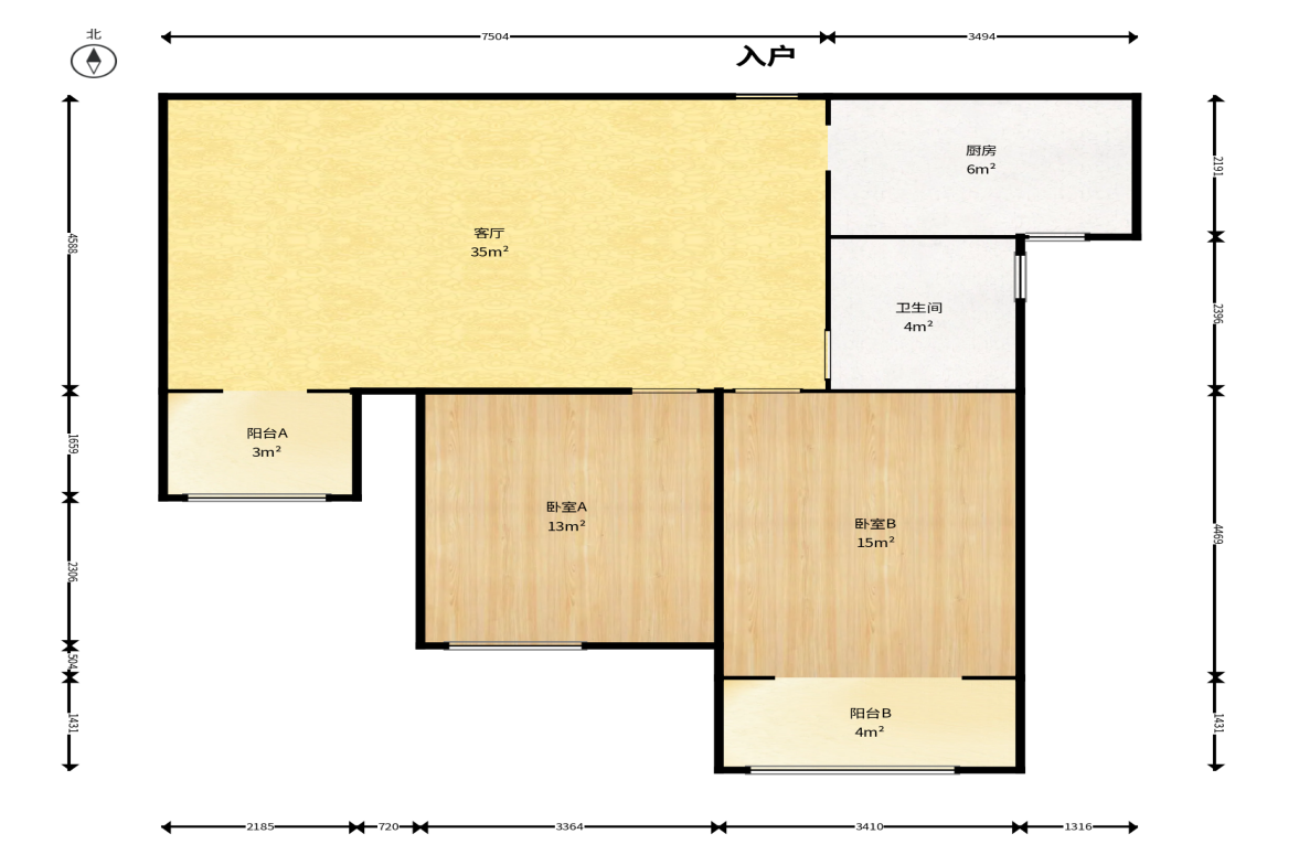 怡海星城  2室2厅2卫    41.0万户型图