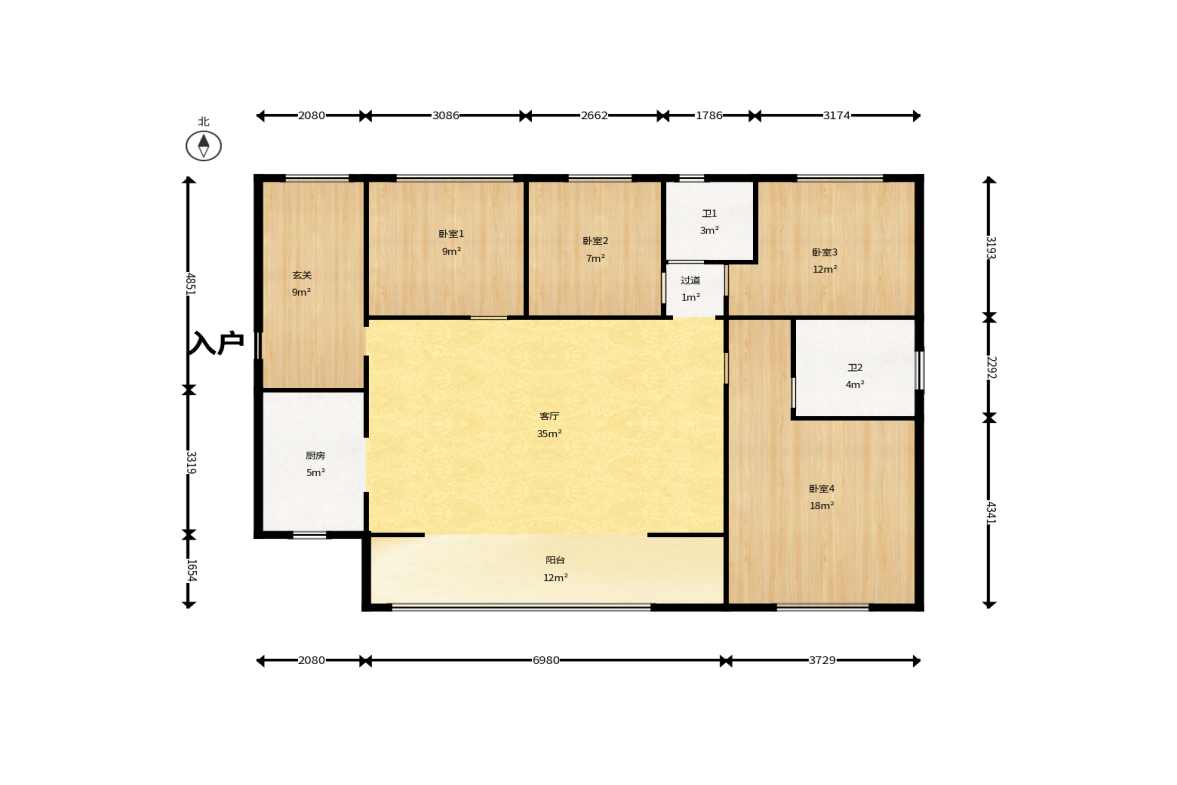 明发阅江悦府  4室2厅2卫    136.0万户型图