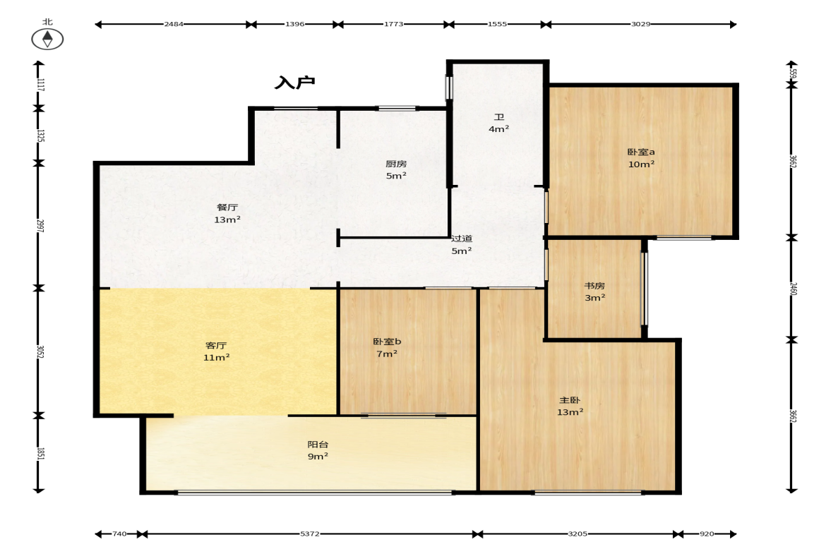 美的翰城  3室2厅2卫    69.8万户型图