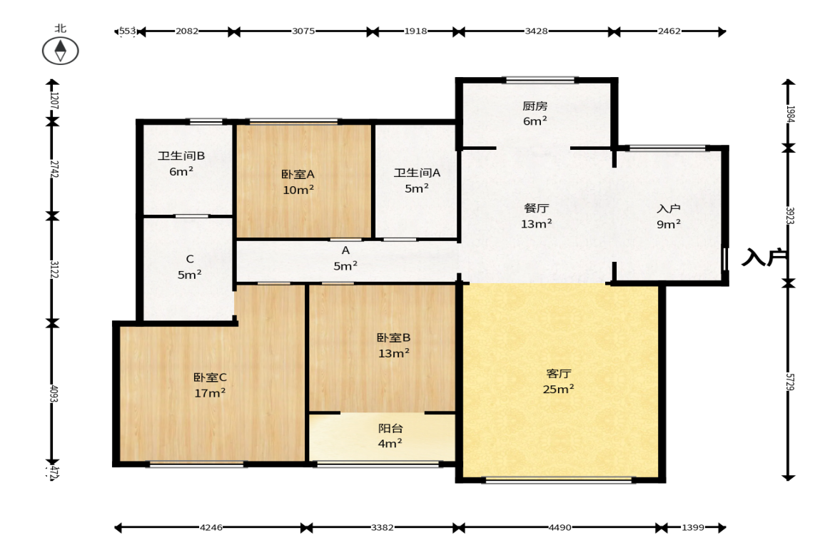 嘉华城（一期）  3室2厅1卫    136.0万户型图