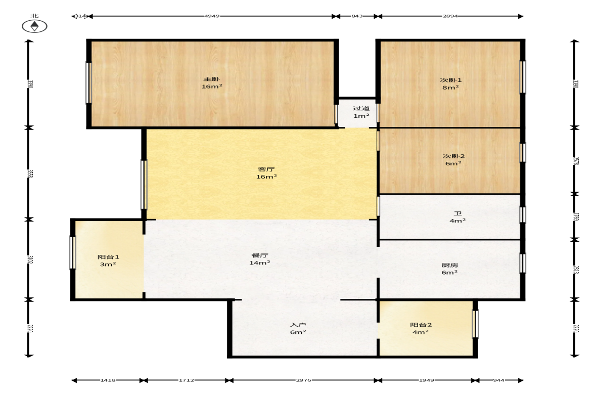珠江花城三期锦鲤  1室2厅1卫    115.8万 珠江花城三期锦鲤  1室2厅1卫    115.8万户型图