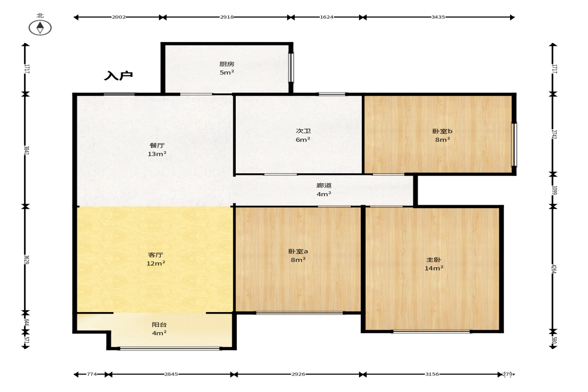 万科城市花园  3室2厅2卫    90.0万户型图