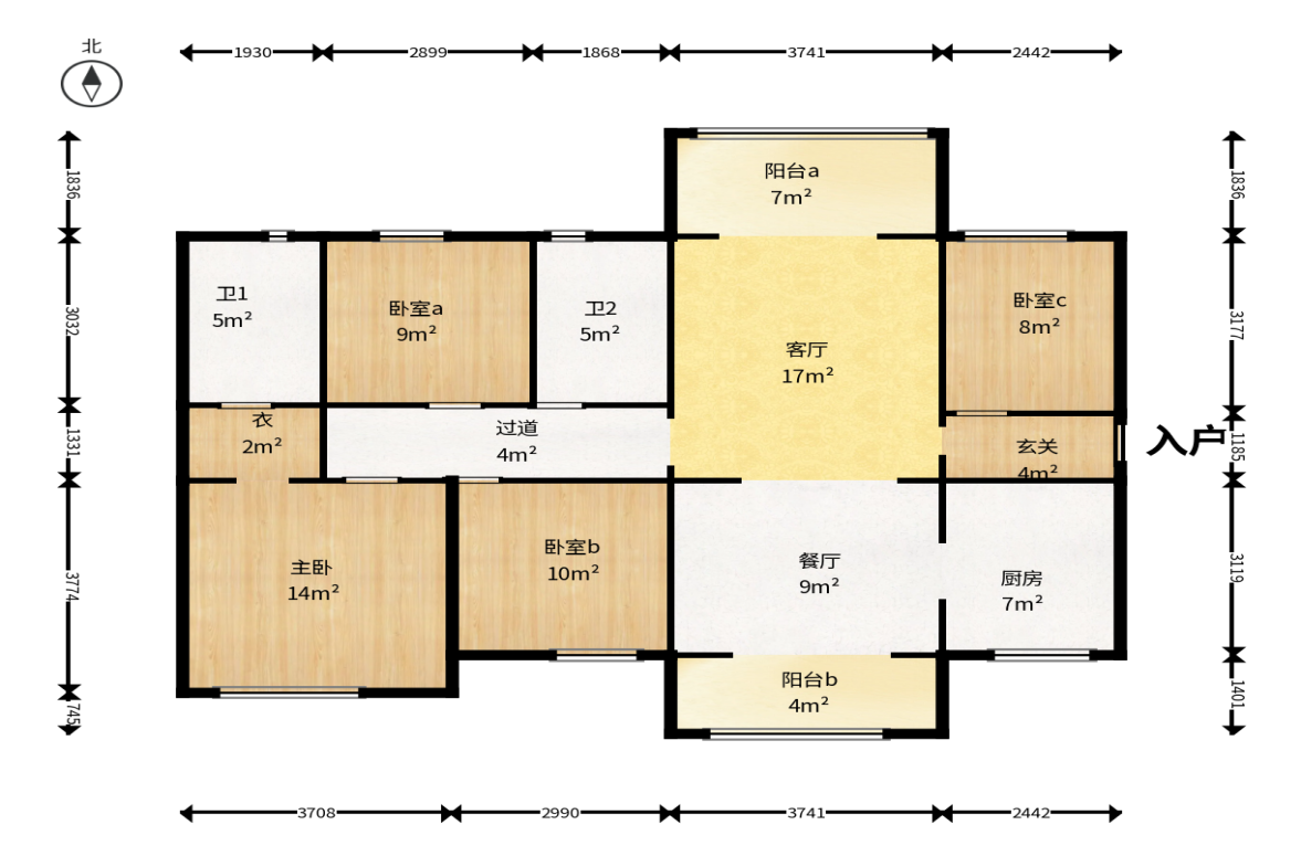 时代年华  4室2厅2卫    117.5万户型图
