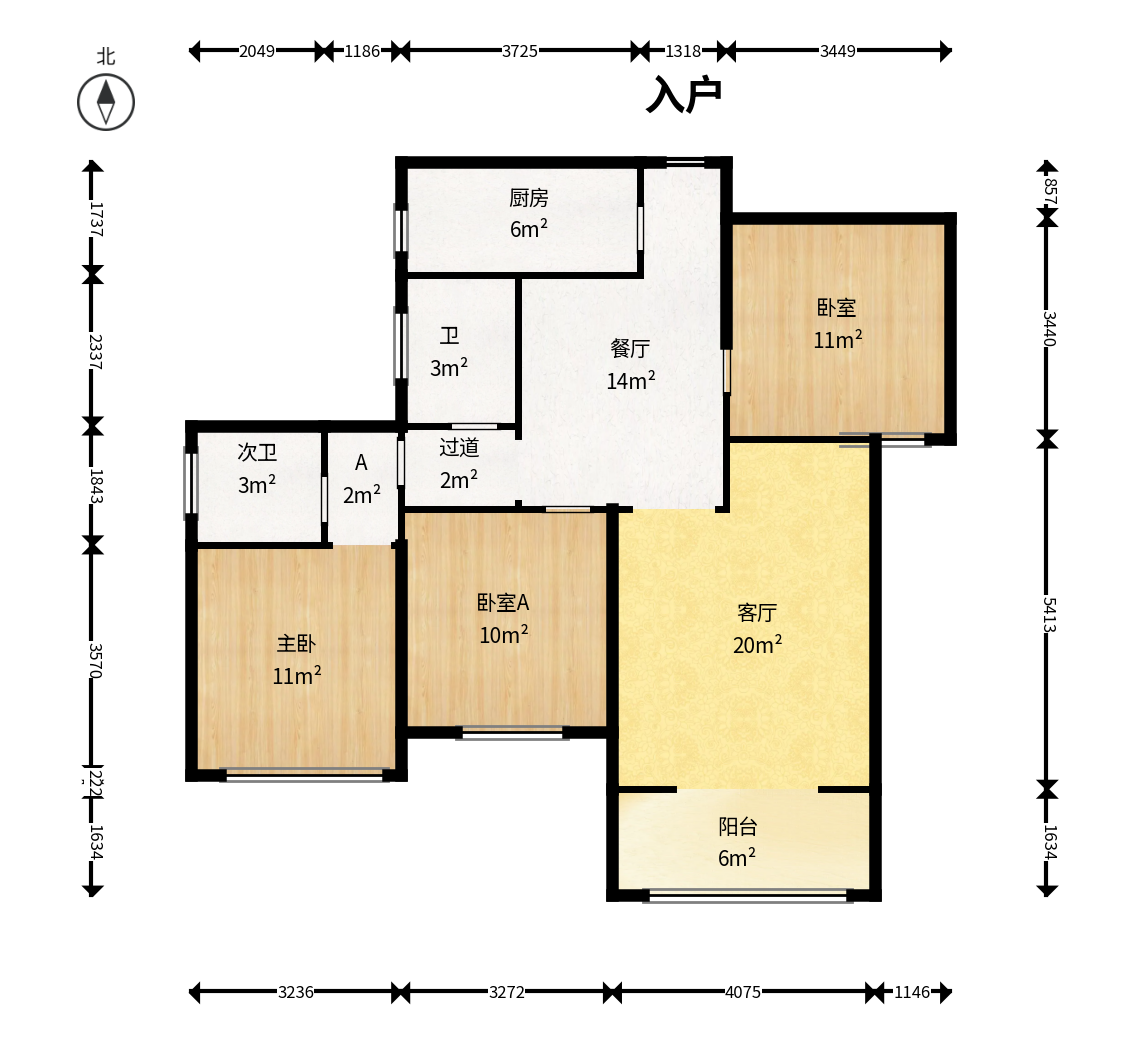 楚天世纪城西苑  3室2厅2卫    80.8万户型图